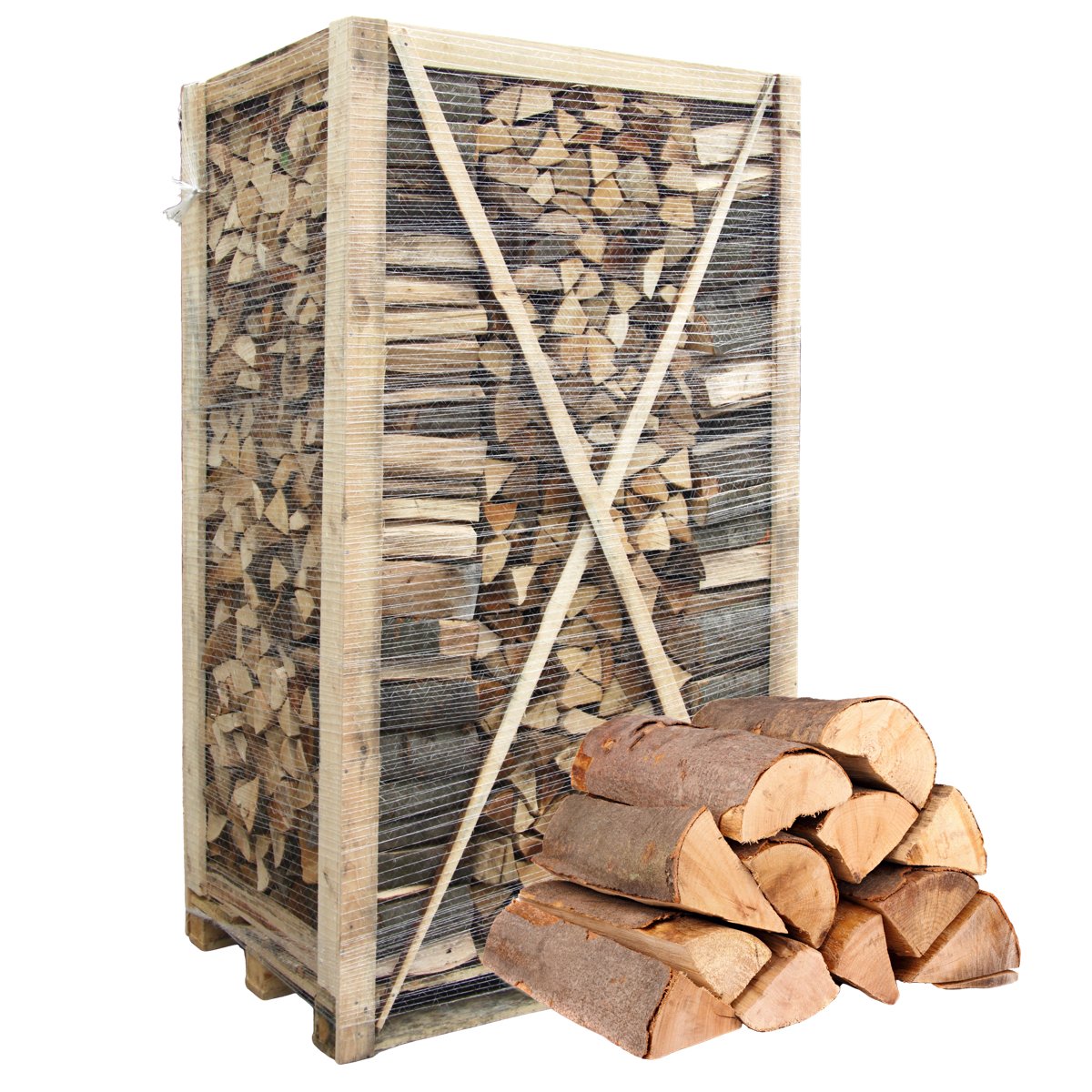 Brennholz-Buche-Hainbuche-auf-Palette Brennholz Birke auf Palette – 1 Palette mit 1,8 RM – Bild 1